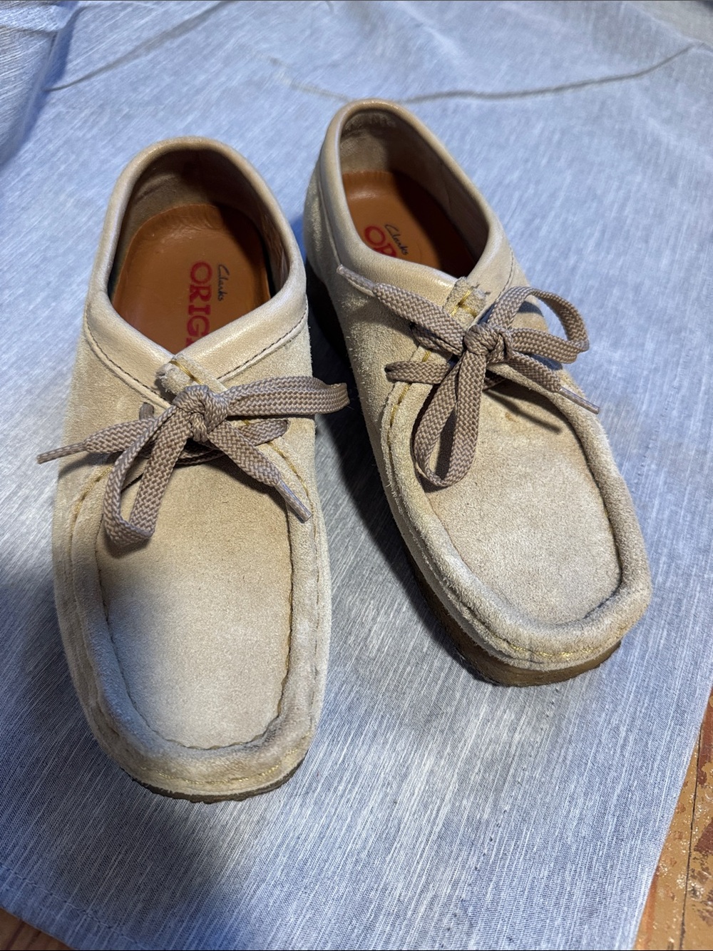 Clarks Taupe Suede Wallabee-Style Moccasins